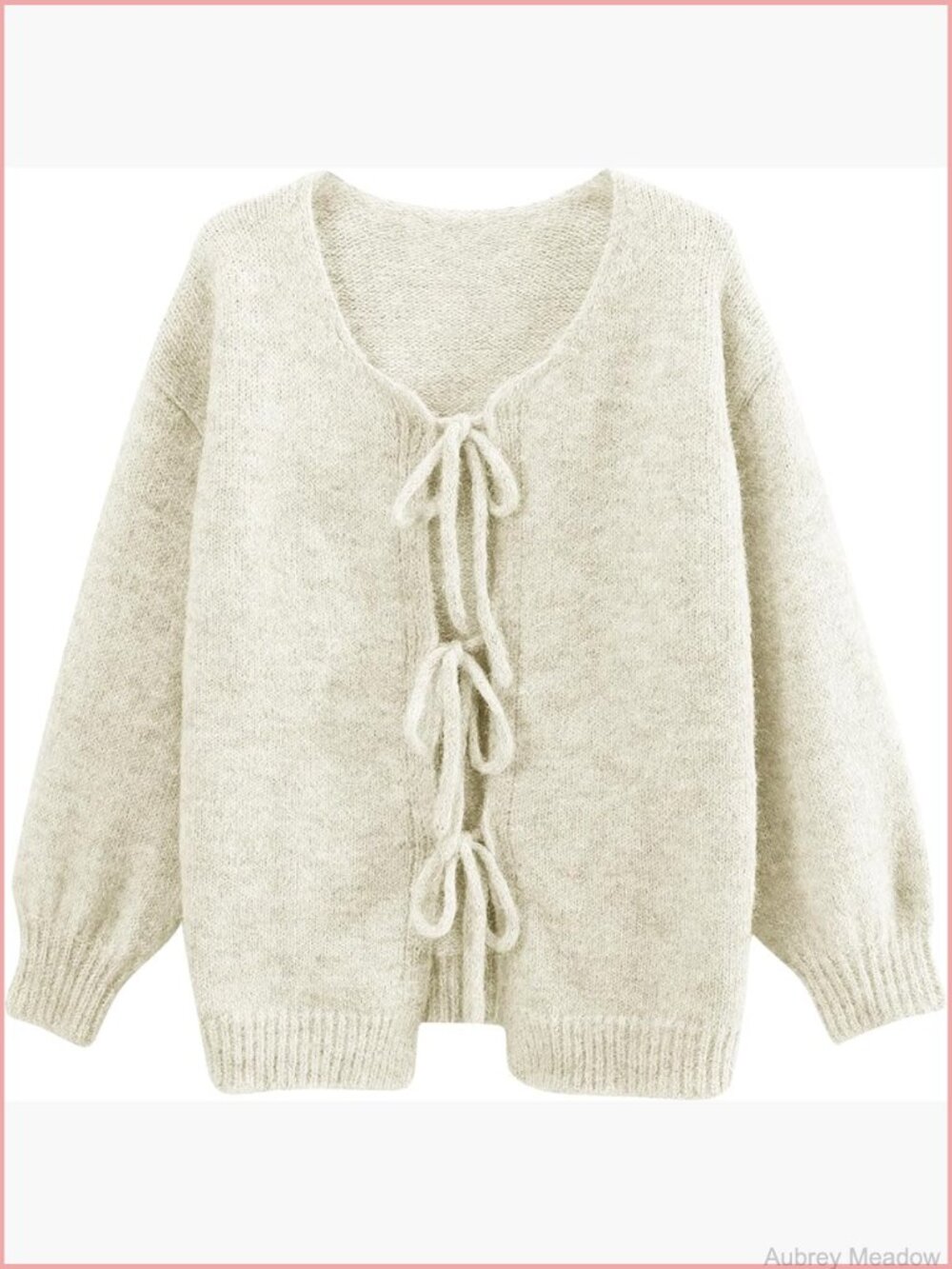Cute Oversized Cardigan Sweater for Women Y2K Bow Tie Front